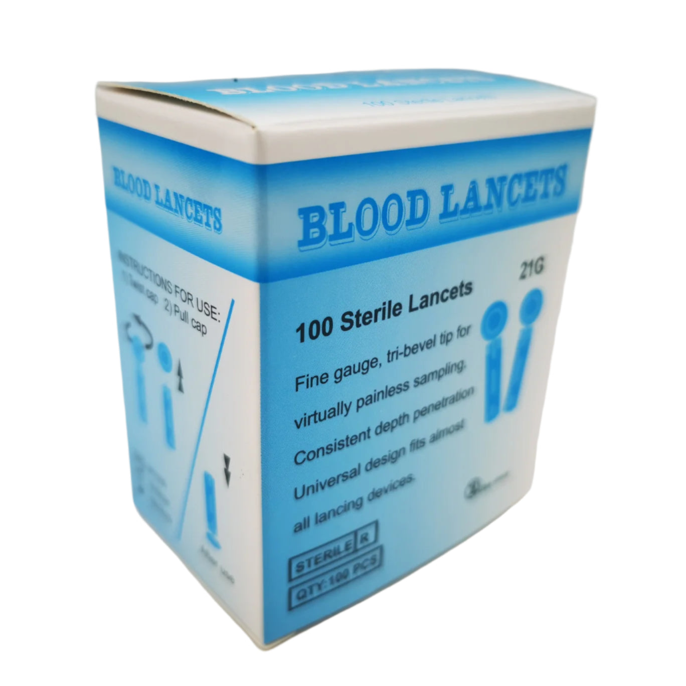 blood lancets 100 21G bevel sterile tip lancets