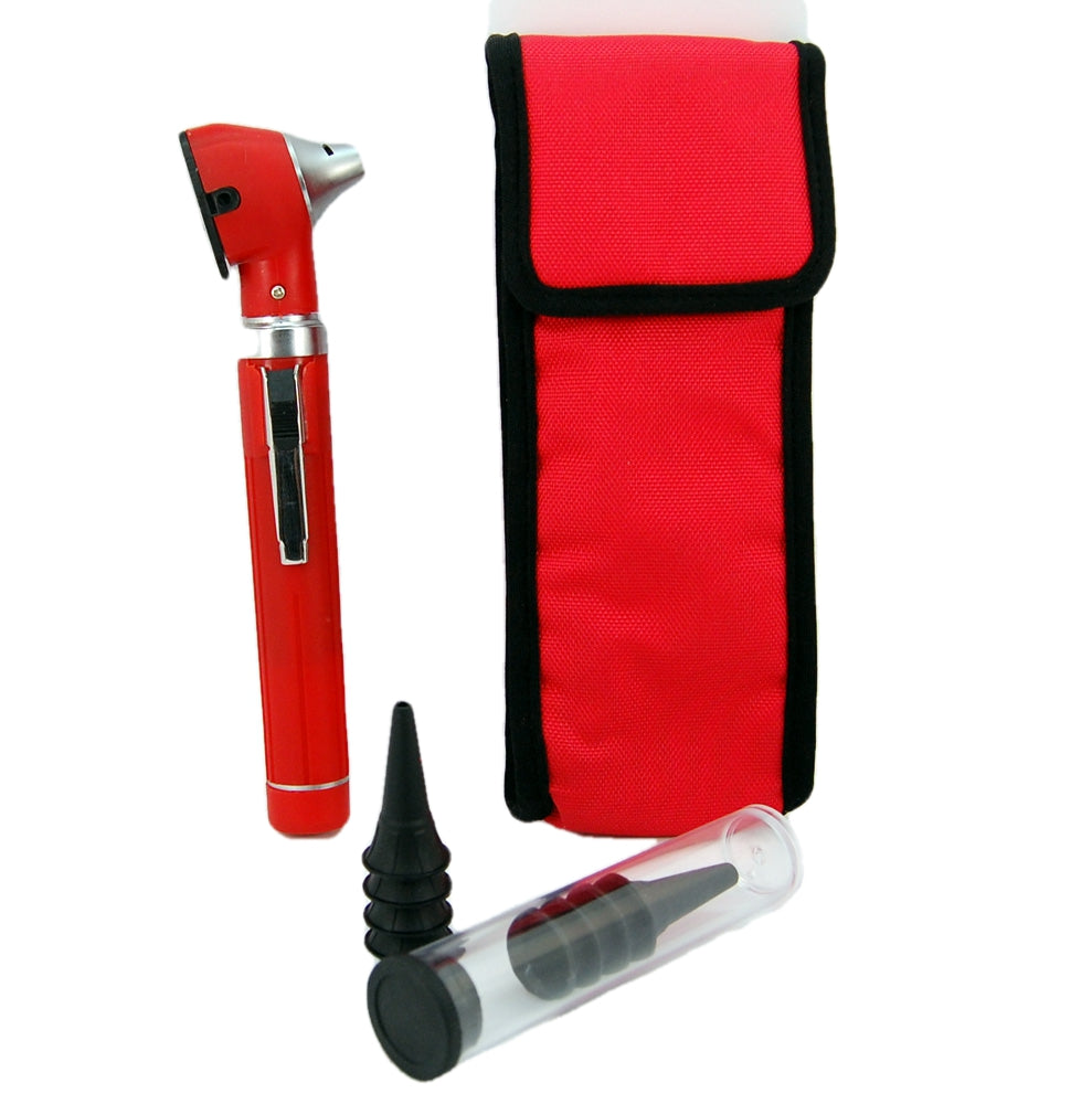 red fiber optic otoscope pocket