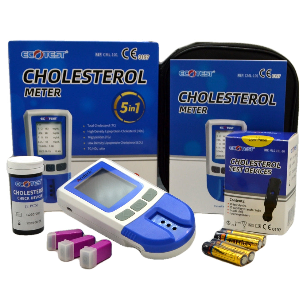Cholesterol Testing Kit 5 in 1 Home Cholesterol Meter Total Cholesterol, LDL HDL Triglycerides ...