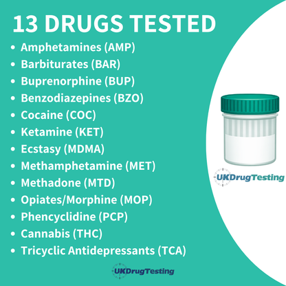 drugs tested in the 3 panel drug test cup for urine. perfect drug test for uk workplaces