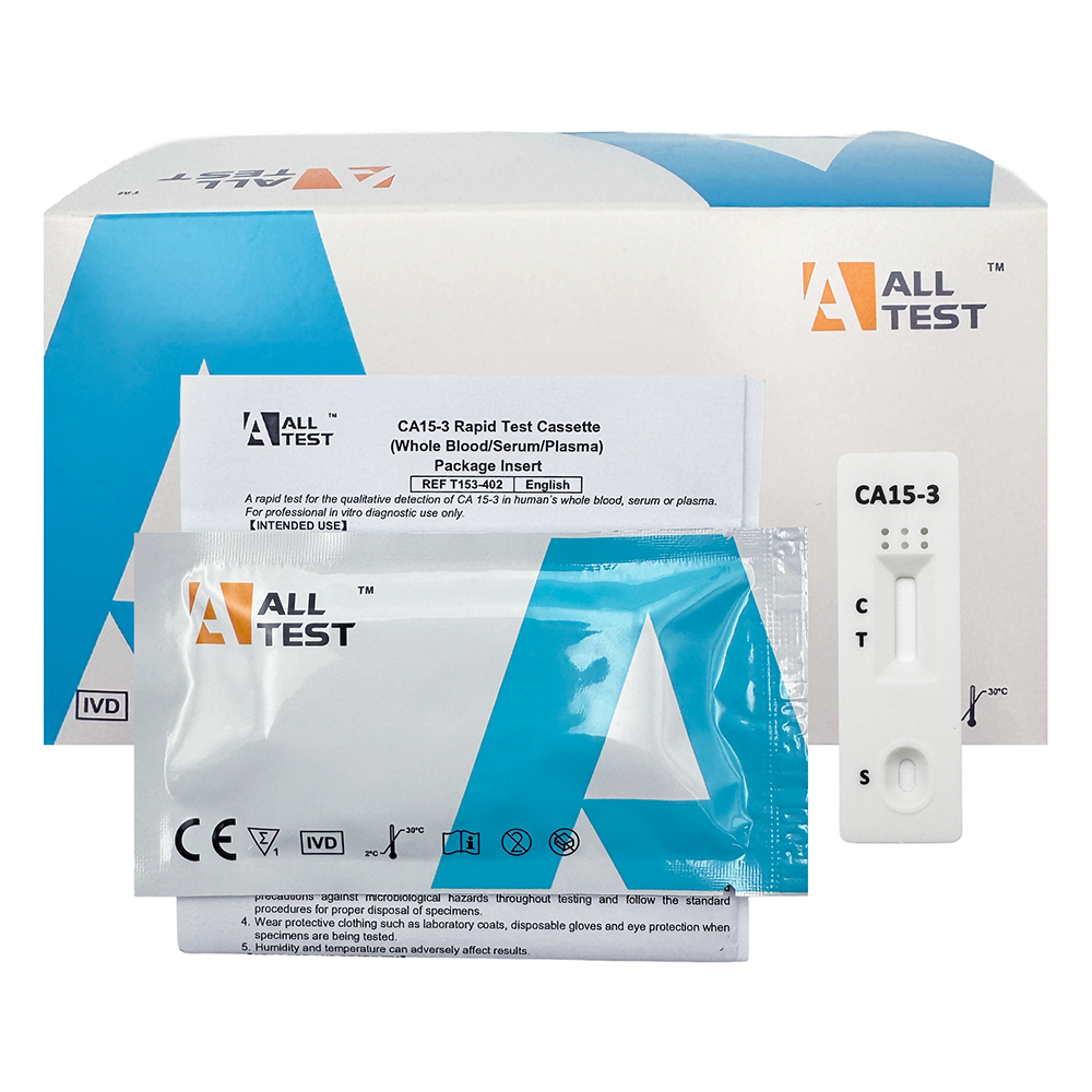 All Test CA15-3 rapid test cassette packaging on a white background