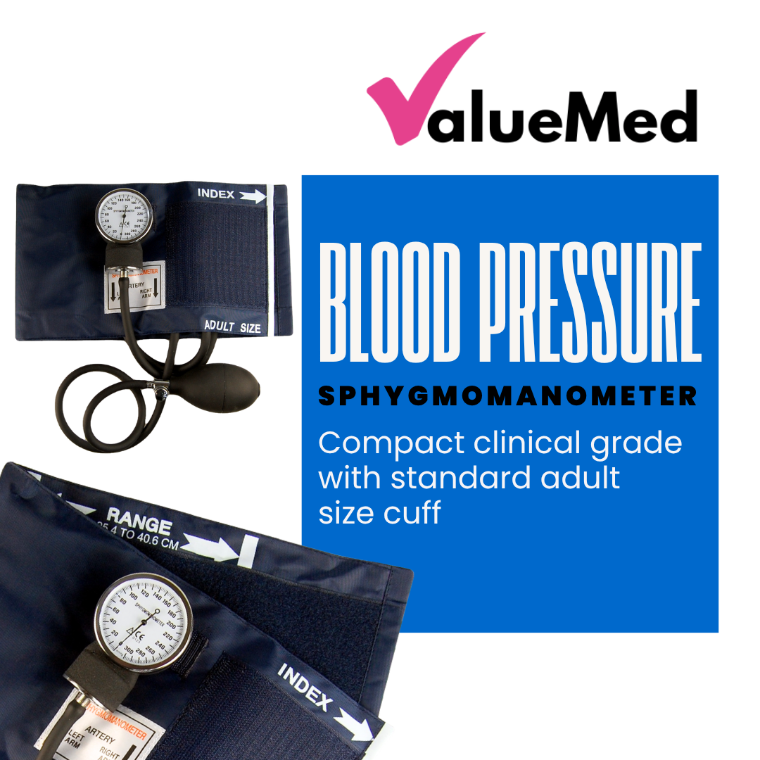 compact clinical grade aneroid sphygmomanometer with standard adult size cuff