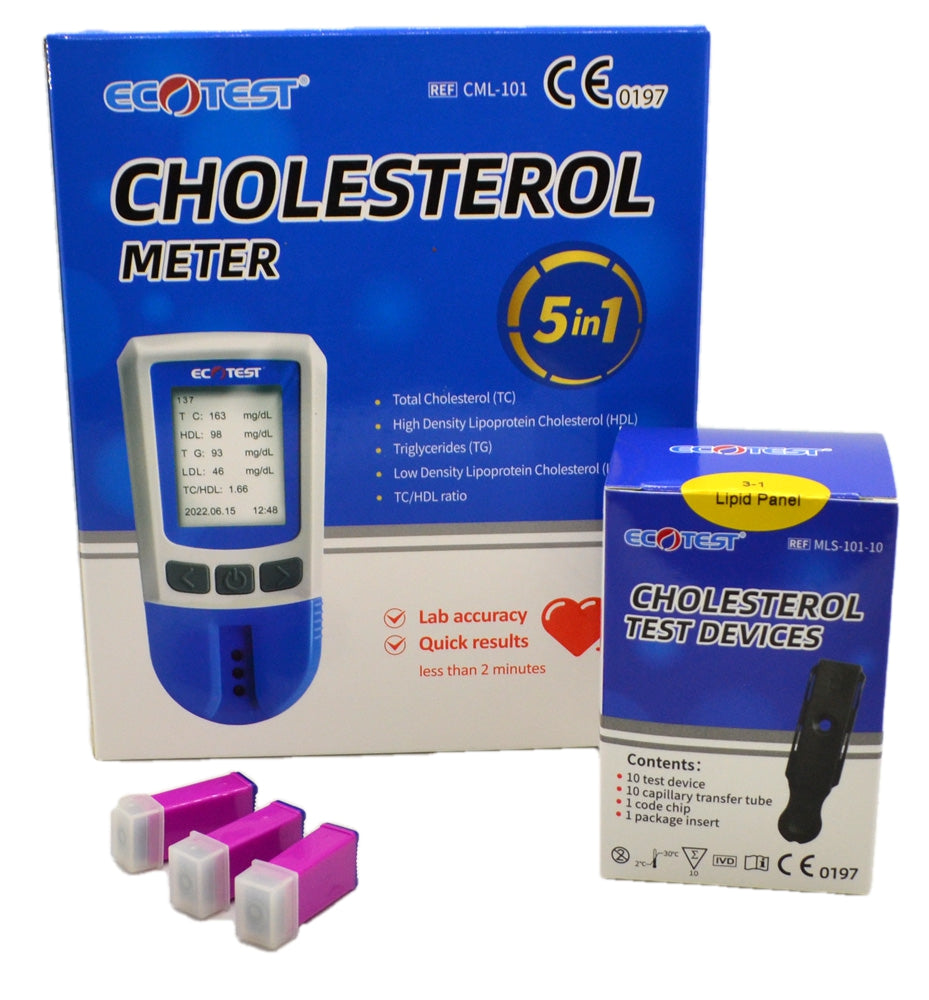 Cardio Cholesterol Testing Machine 5 in 1 Home Cholesterol Meter Total Cholesterol, LDL HDL Triglycerides ...