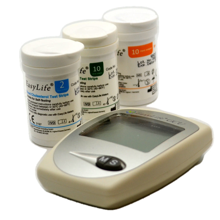 Uric Acid, Cholesterol and Glucose Meter Kit. 