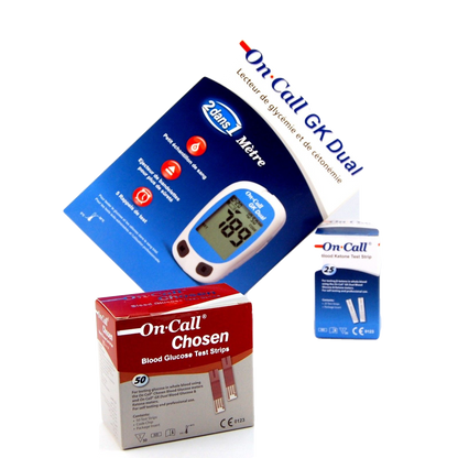 FREE Glucose / Ketone Meter-Free Mission On Call GK Meter when you buy 50 On Call Chosen Glucose Test Strips +25 On Call Blood Ketone Strips + 100 On Call Lancets +On Call Auto Lancing Device