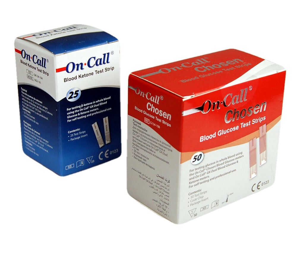 FREE Glucose / Ketone Meter-Free Mission On Call GK Meter when you buy 50 On Call Chosen Glucose Test Strips +25 On Call Blood Ketone Strips + 100 On Call Lancets +On Call Auto Lancing Device