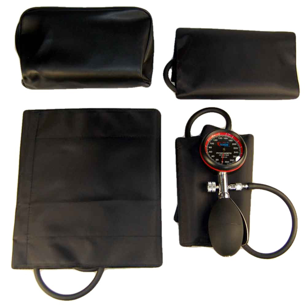 Palm aneroid sphygmomanometer with large and extra large BP cuffs